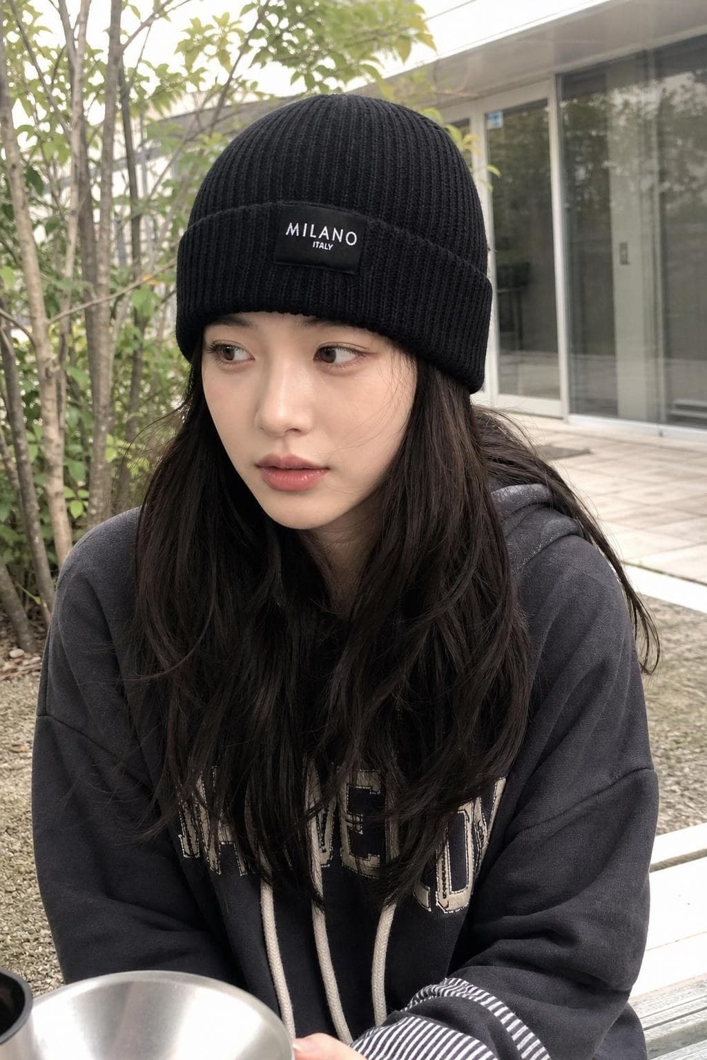 Milano Letter Label Beanie Hat